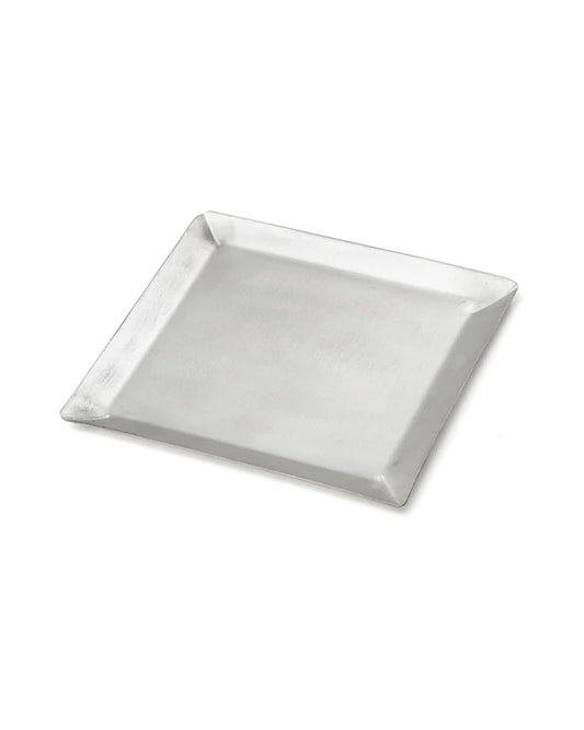 Square silver plate on a white background