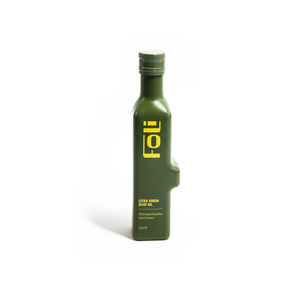 FOLI Premium Extra Virgin Olive Oil on a white background 