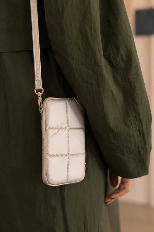 Tinne And Mia Luce Puffy Phone Pouch - Greige Gold