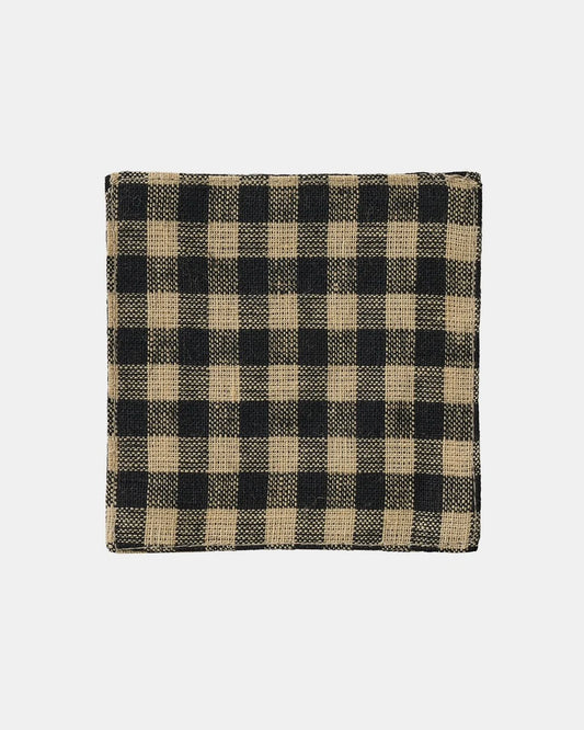 Fog Linen Coaster in gingham brown on a white background
