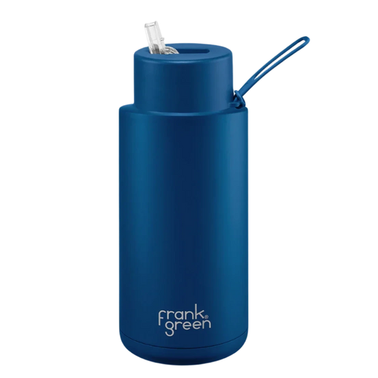 Frank Green Ceramic Reusable Bottle 1L in Deep Ocean Blue
