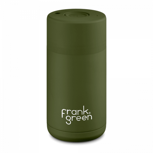 Frank Green Ceramic Reusable Cup 355ml in green khaki 