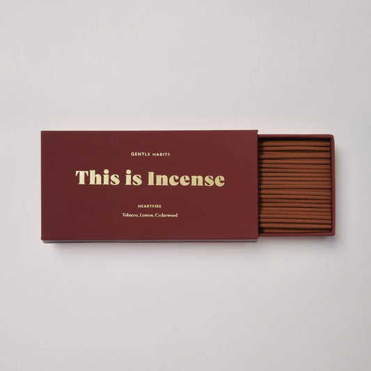 Incense packaging with 'This is Incense' text on a gray background
