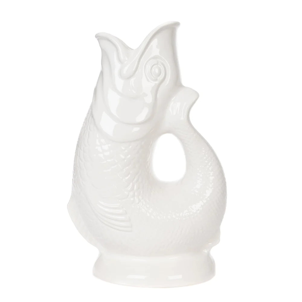 gurgly large glug fish jug in cotton white