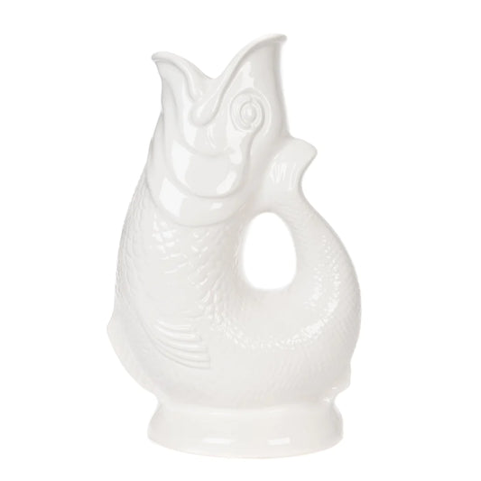 gurgly large glug fish jug in cotton white