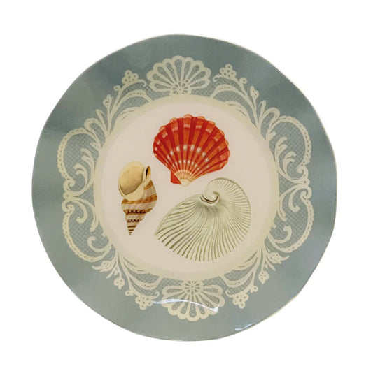 Roomytown Wavy Round Enamel Tray - Sea Shells