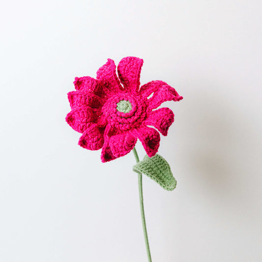 Handmade Crochet Flowers - Dark Pink Gerbera