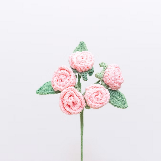 Handmade Crochet Flowers - Light Pink Spray Rose