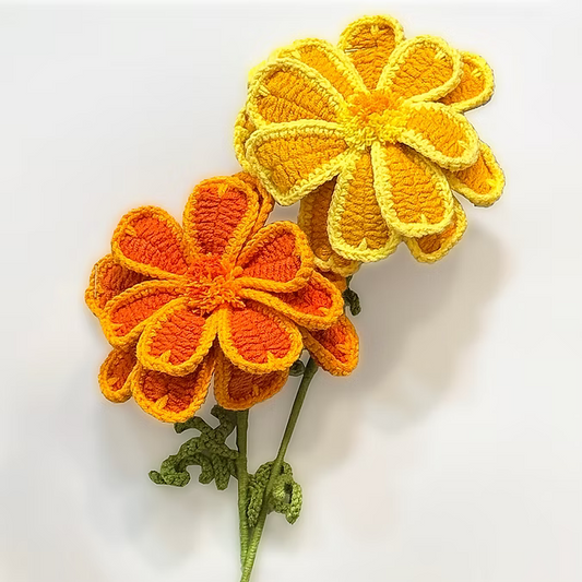 Handmade Crochet Flowers in Orange Marigold