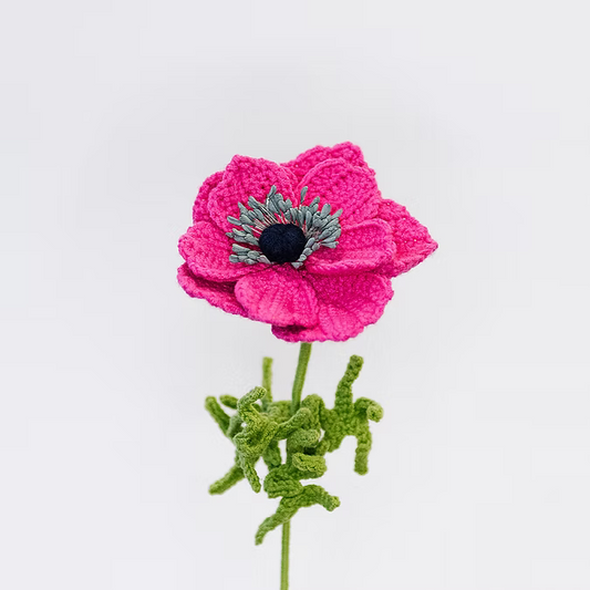 Handmade Crochet Flowers in Pink Anemone