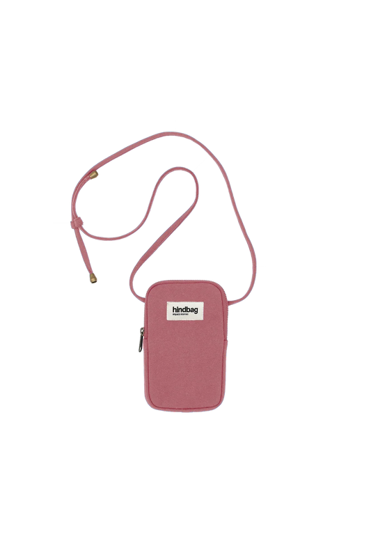 Hindbag Bill Crossbody Phone Bag in Pink Blush colours on a white background 