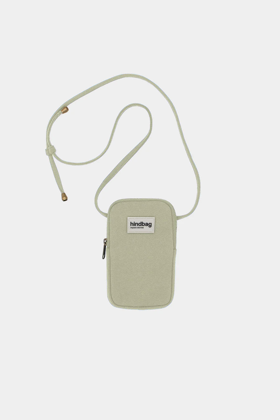 Small green pouch with a strap on a white background