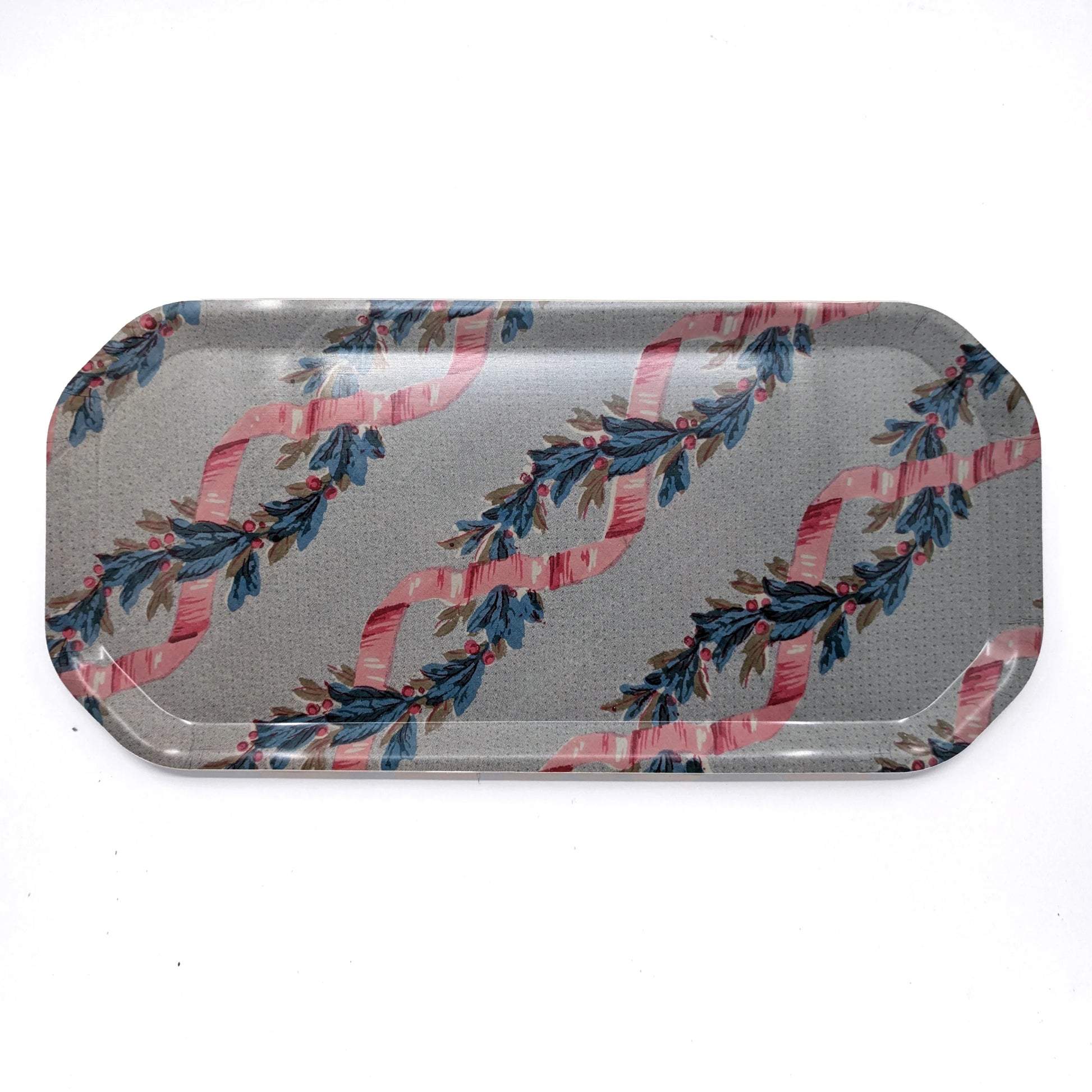 Host Home Large Octagonal Birch Wood Tray in a Ribbon pattern on a white background 