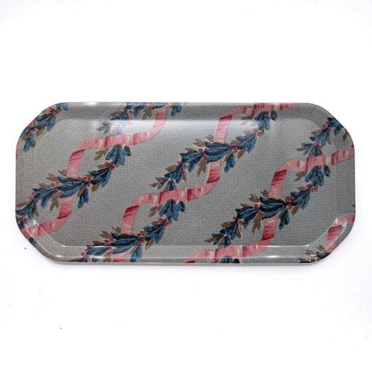 Host Home Large Octagonal Birch Wood Tray in a Ribbon pattern on a white background 
