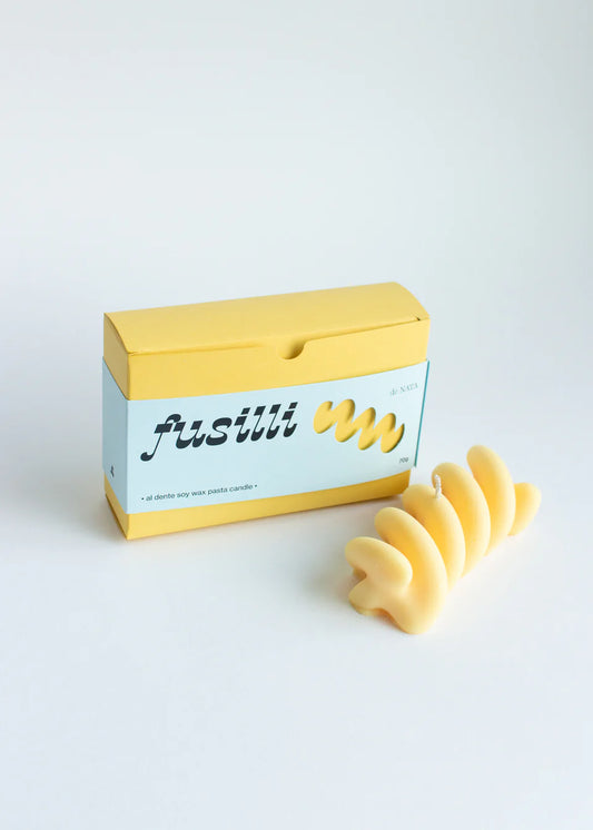 Yellow Fusilli Candle with a decorative box