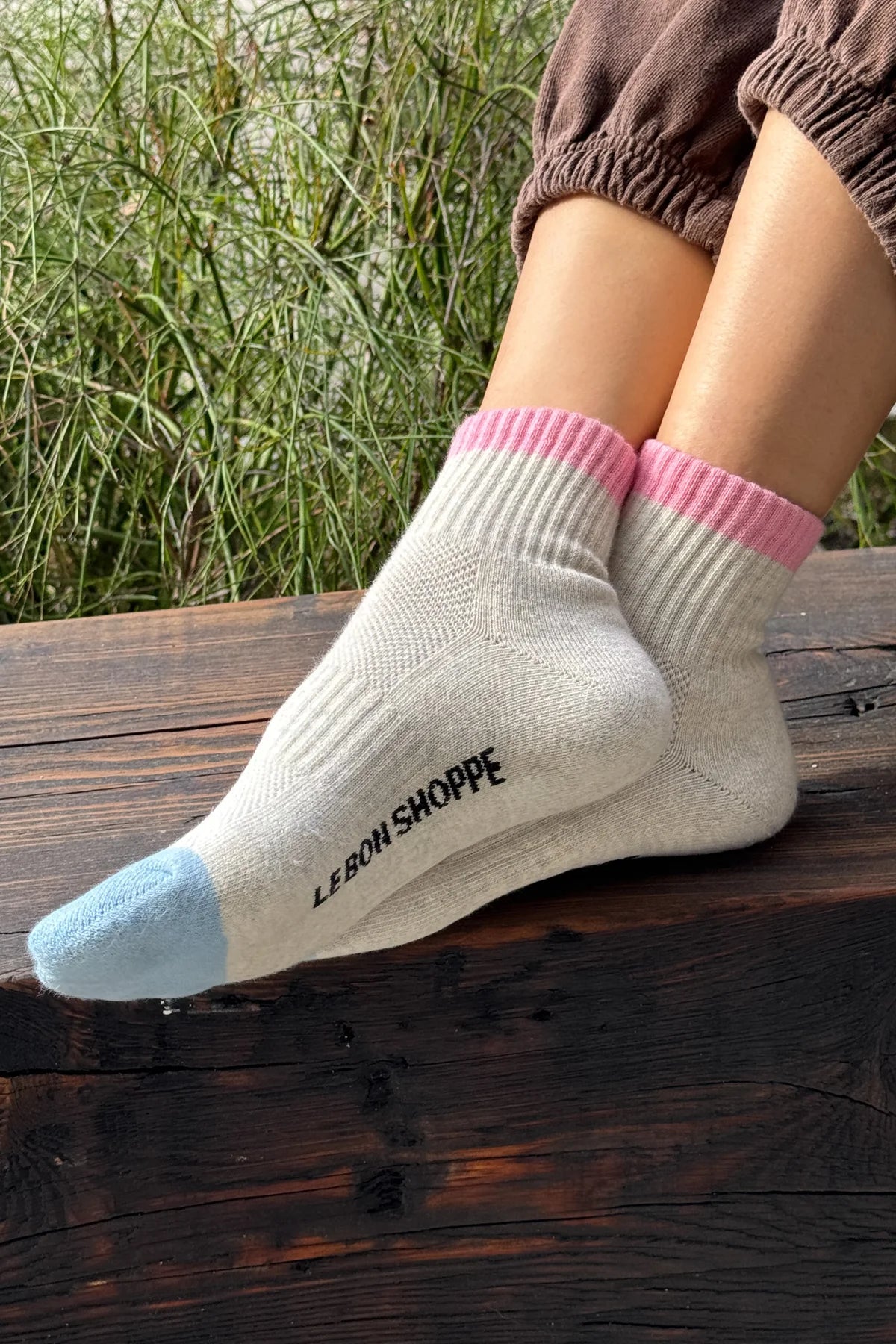 Le Bon Shoppe Girlfriend Socks - Grey Pink