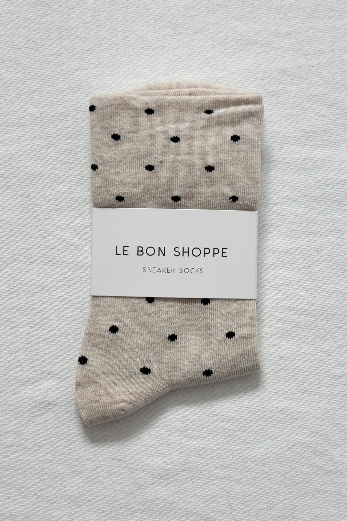 Le Bon Shoppe Polka Dot Sneaker Socks - Oatmeal/Black