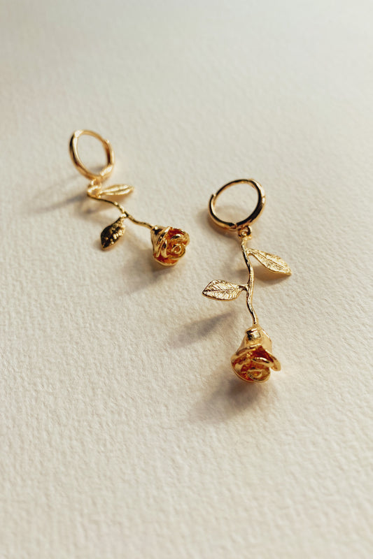 bloma gold rose hoop earrings