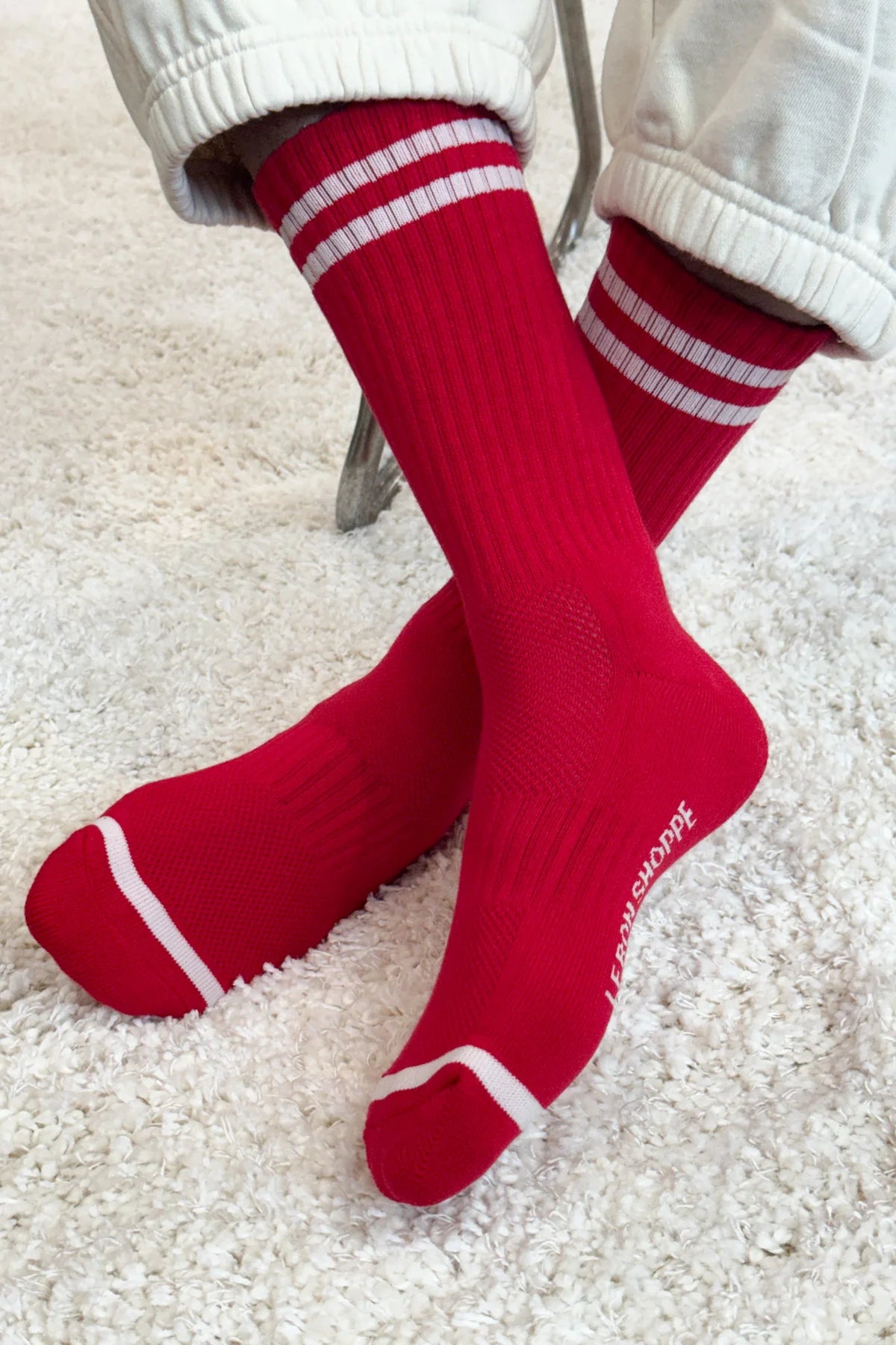 Le Bon Shoppe Extended Boyfriend Socks  - Red