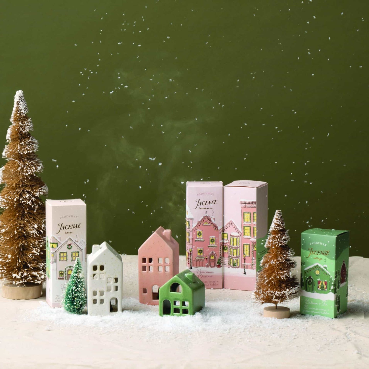 Paddywax Ceramic Village Incense Holders - Pink Townhouse