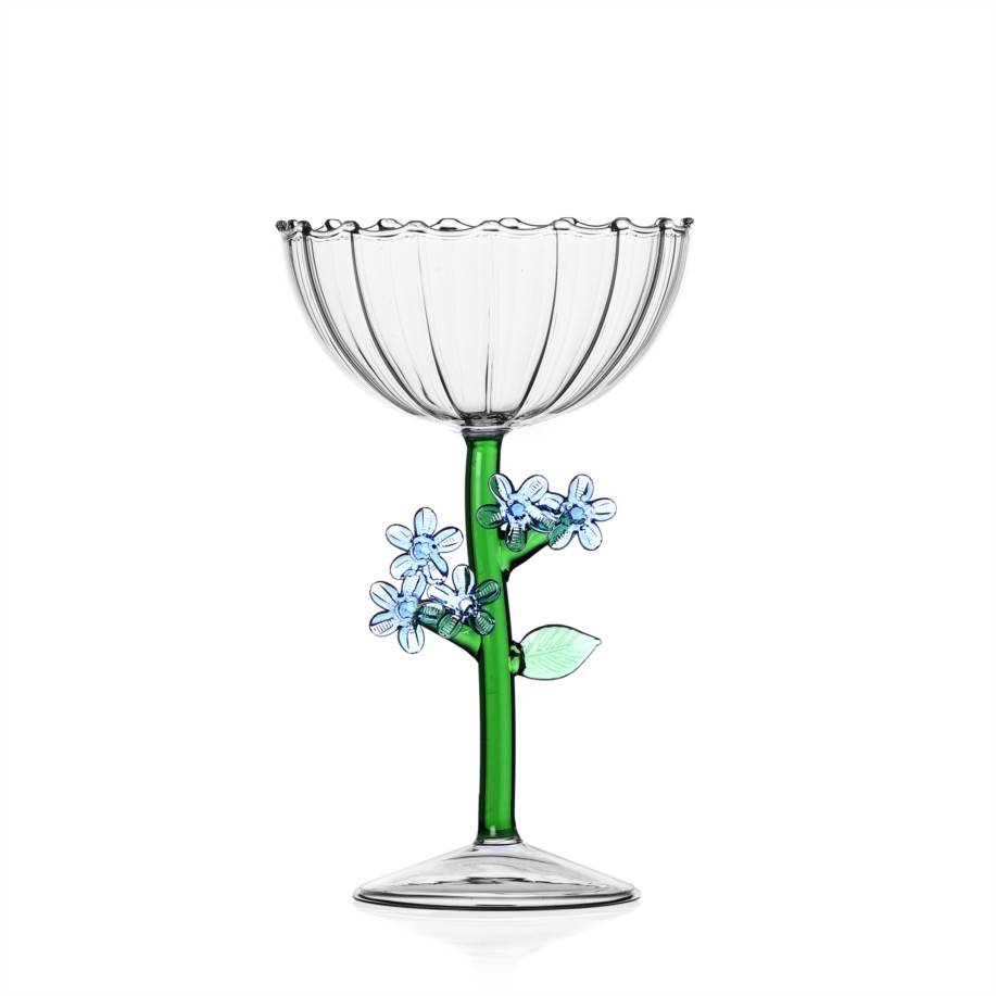 Ichendorf Optical Champagne Bowl in Light Blue Flower 