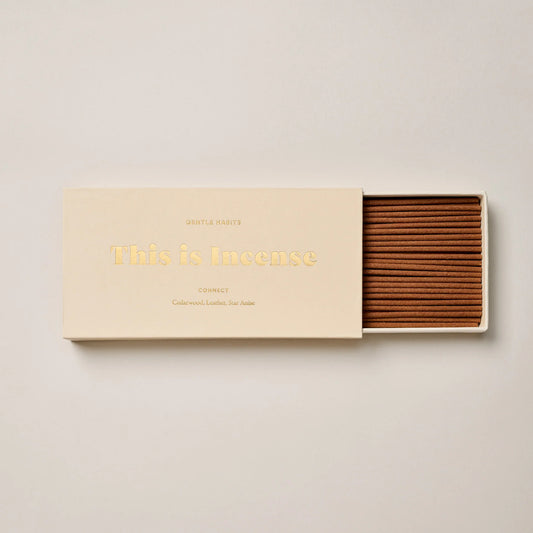 Incense sticks in a box with 'This is incense' text on a beige background