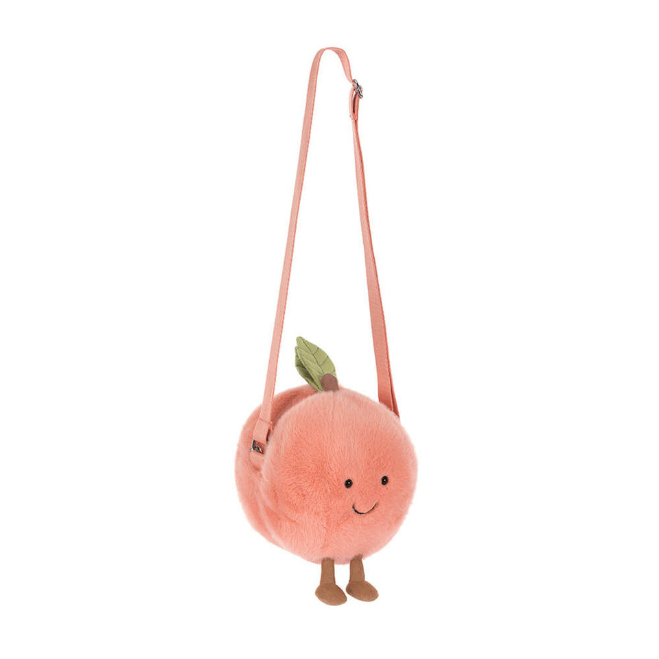 Jellycat Amuseables Peach Shoulder Bag on a white background 
