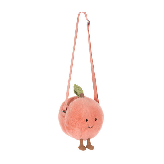 Jellycat Amuseables Peach Shoulder Bag on a white background 