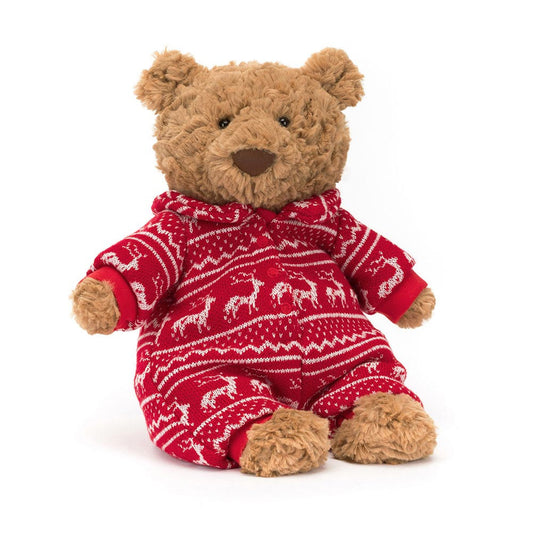 Bartholomew Bear in redwhite pattern Winter Pyjamas 