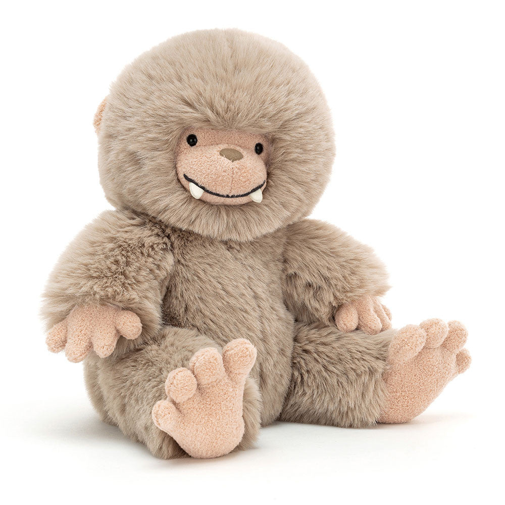 Jellycat Bo Bigfoot beige soft toy on a white background 