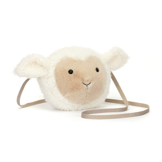 Jellycat soft little lamb bag with a beige one size strap
