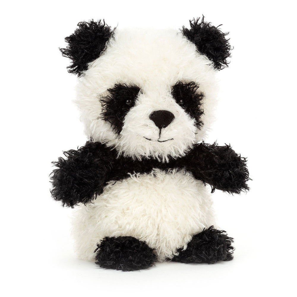 Plush panda toy on a white background