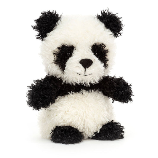 Plush panda toy on a white background