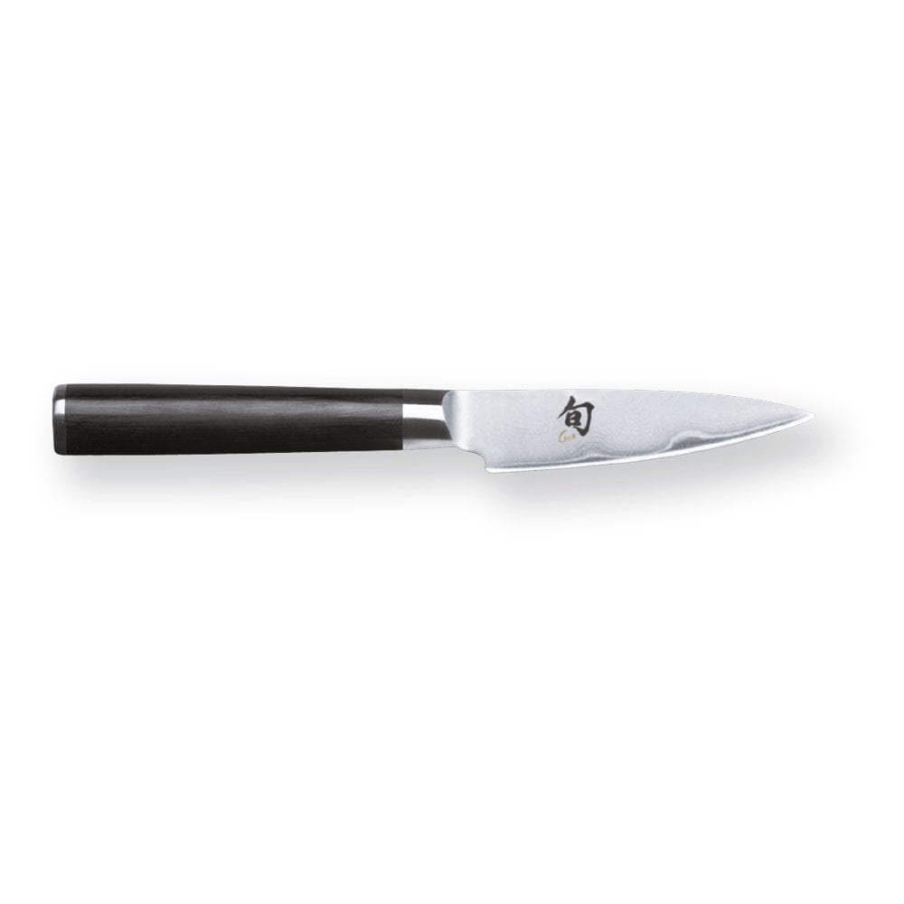 KAI SHUN Classic Paring Knife with a black handle on a white background 