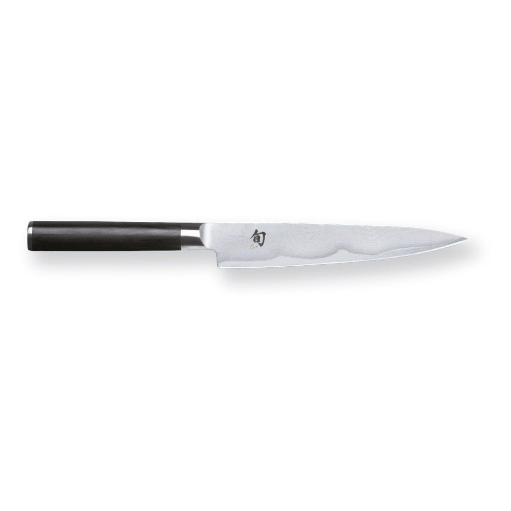 KAI SHUN Classic Utility Knife 15cm with a black handle on a white background 