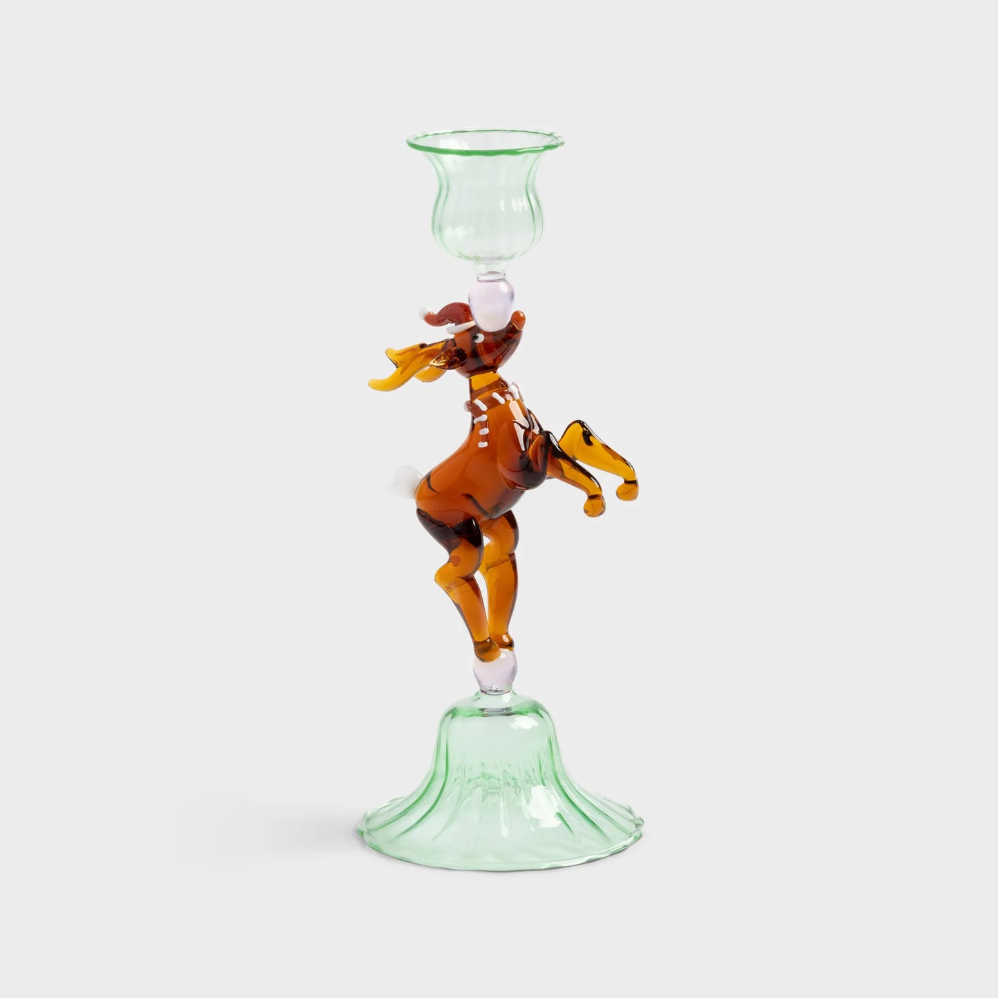 Glass figure of a reindeer on a white background