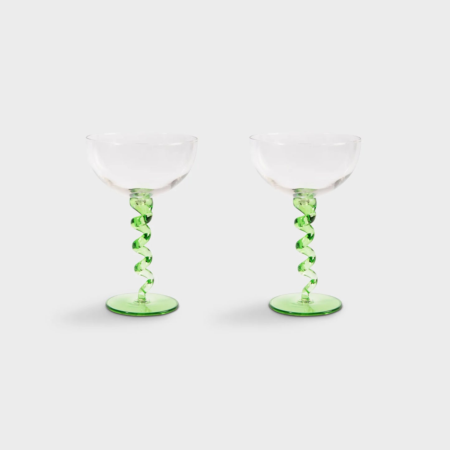 &Klevering Coupe Spiral Glasses Green Set of 2