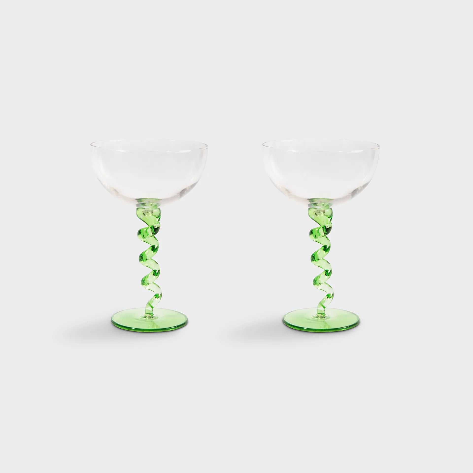 &Klevering Coupe Spiral Glasses Green Set of 2