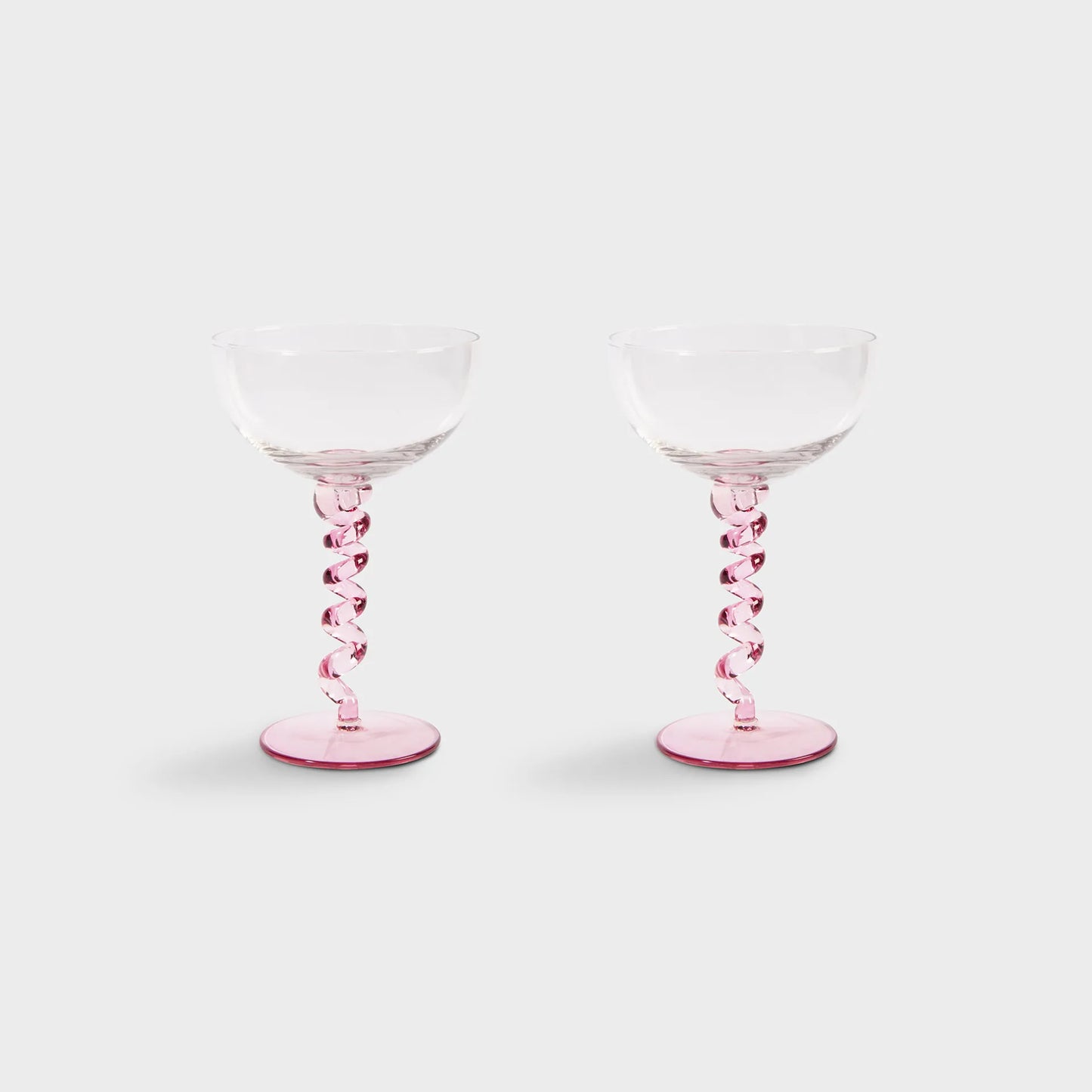 &Klevering Coupe Spiral Glasses in Pink (Set of 2)
