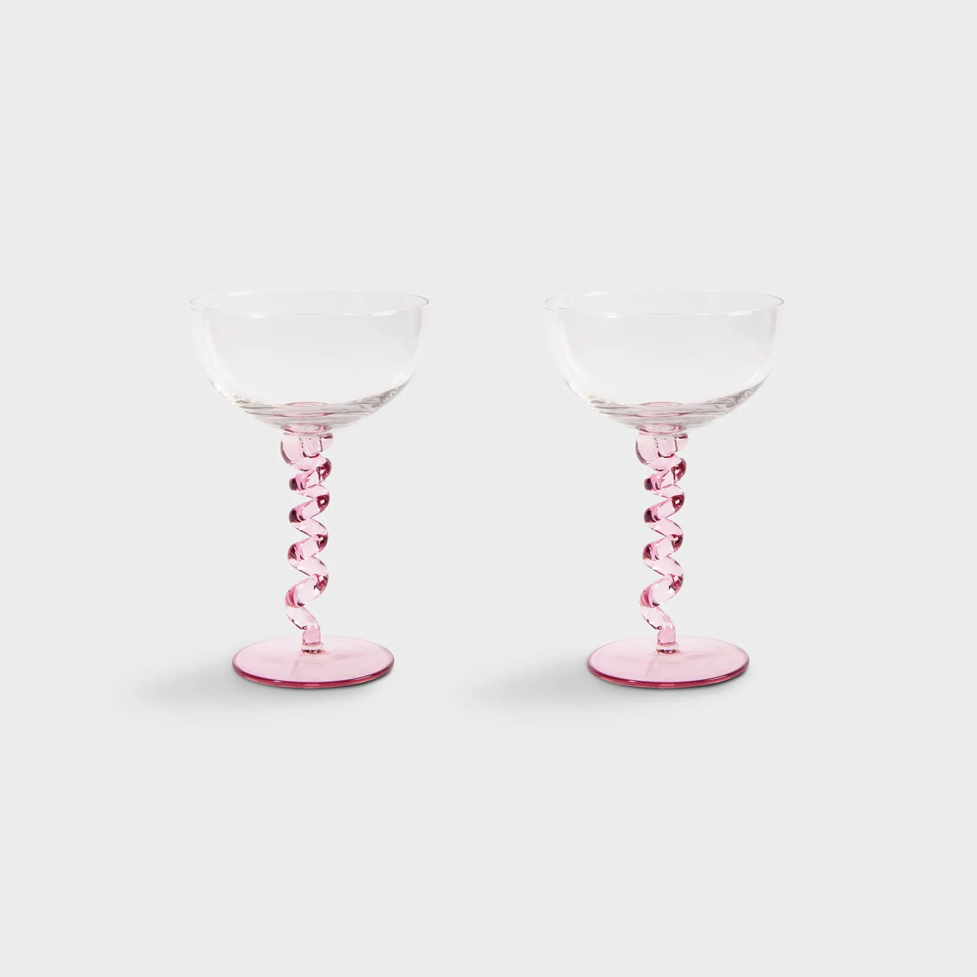&Klevering Coupe Spiral Glasses in Pink (Set of 2)