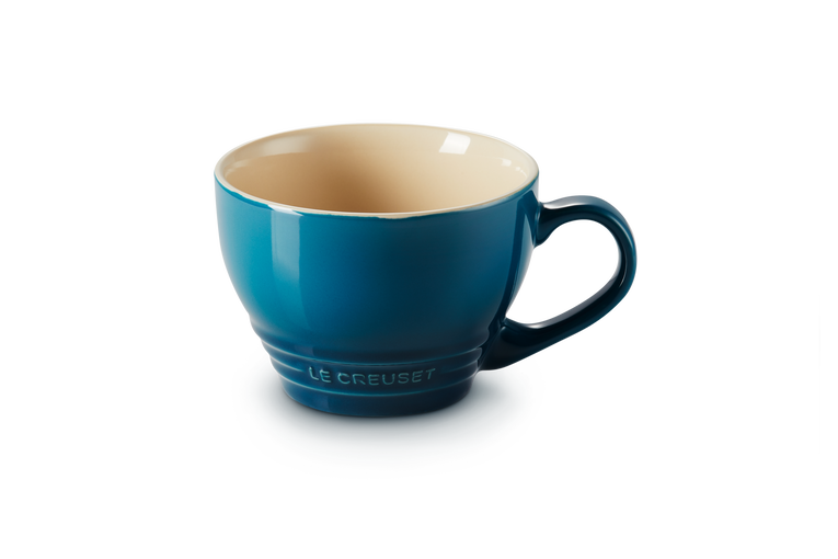 le creuset stoneware grand mug in deep teal 