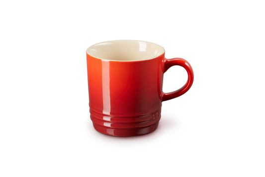 le creuset stoneware cappuccino mug 200ml in cerise a deep red