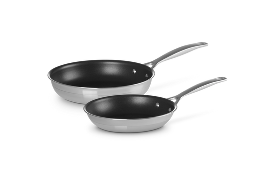 le creuset 3ply stainless steel non stick 2 piece frying pan set