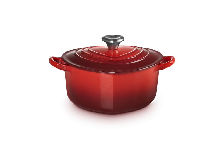 Cast Iron Heart Shaped Casserole with Heart Knob 20CM - Cerise