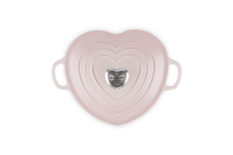 Cast Iron Heart Shaped Casserole with Heart Knob 20CM - Shell Pink