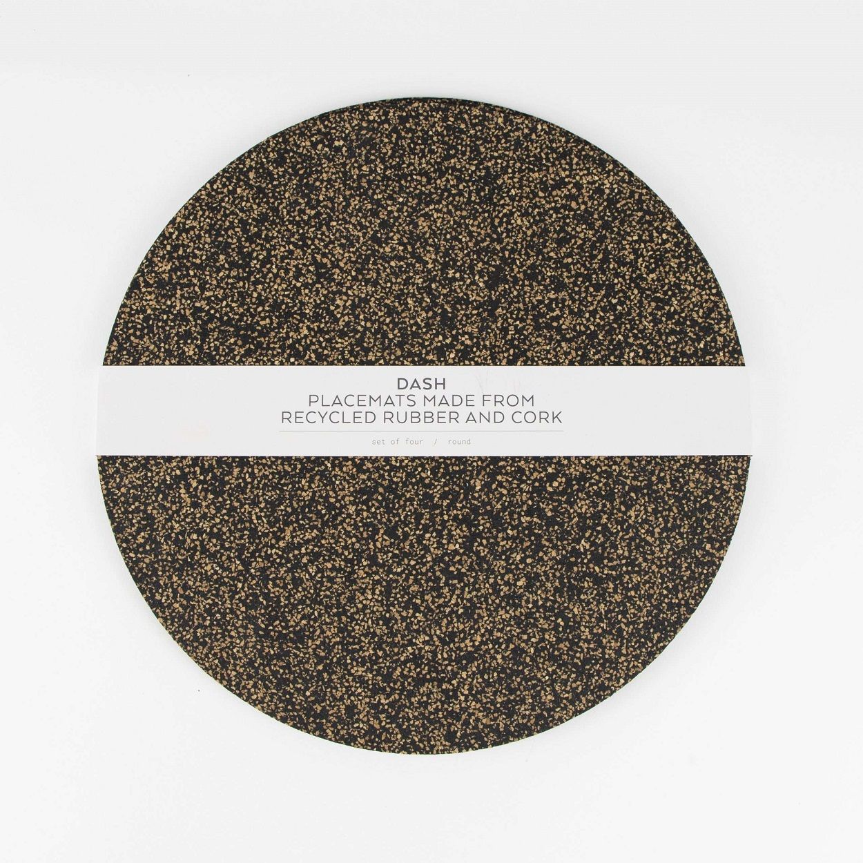LIGA Dash Recycled Brown and Black Rubber & Cork Round Placemats Set of 4