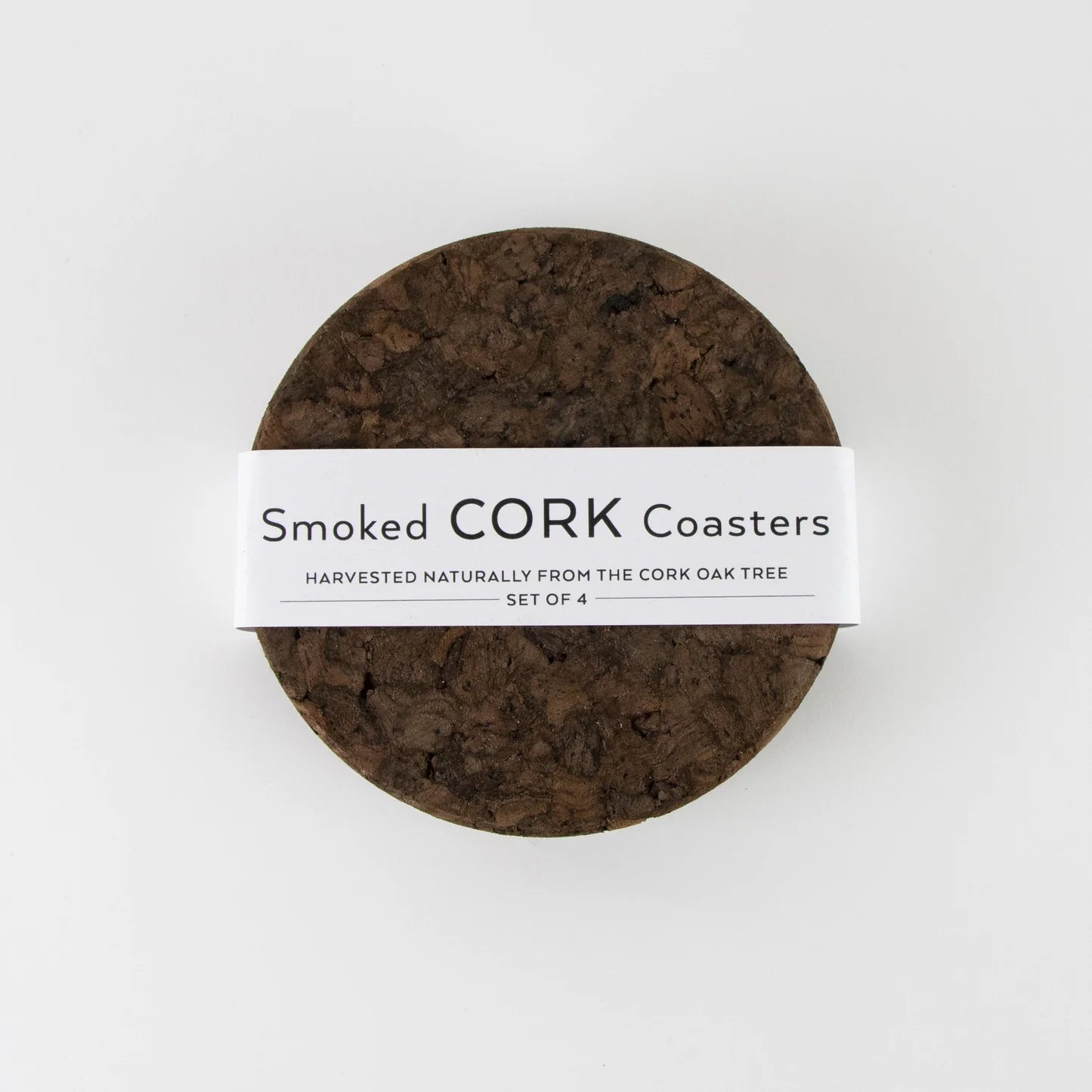 LIGA Smoked Cork Round  Dark Brown Coasters Set of 4