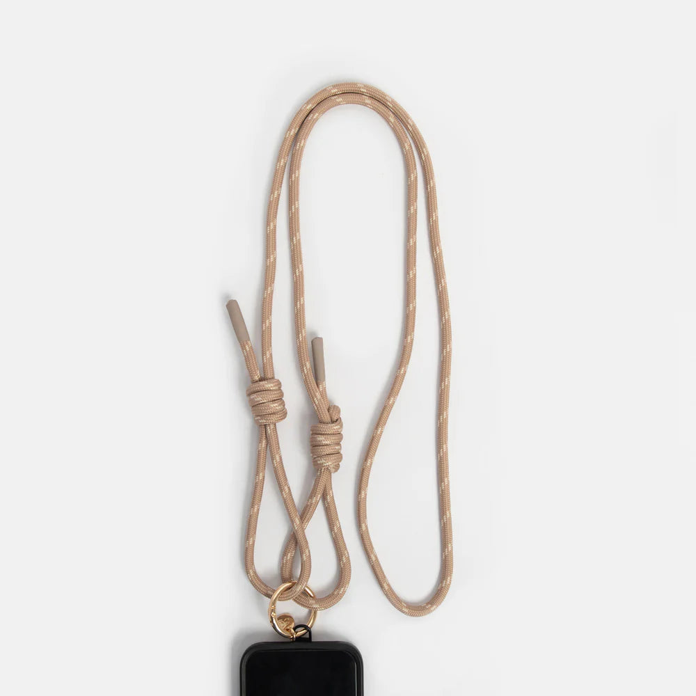 Caroline Gardner Cord Crossbody Phone Strap - Taupe/White