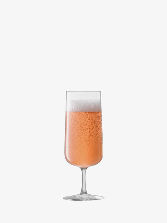 Glass of sparkling wine on a white background