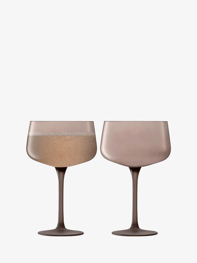 LSA Arc Contrast Cocktail Saucer 250ml Set of 2 in Brown Earth colour on a white background 